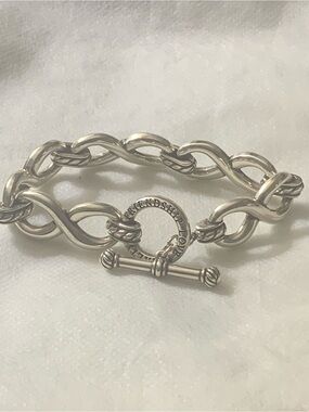 Sterling Silver Toggle Chain Bracelet with Friendship Love Loyalty Ring